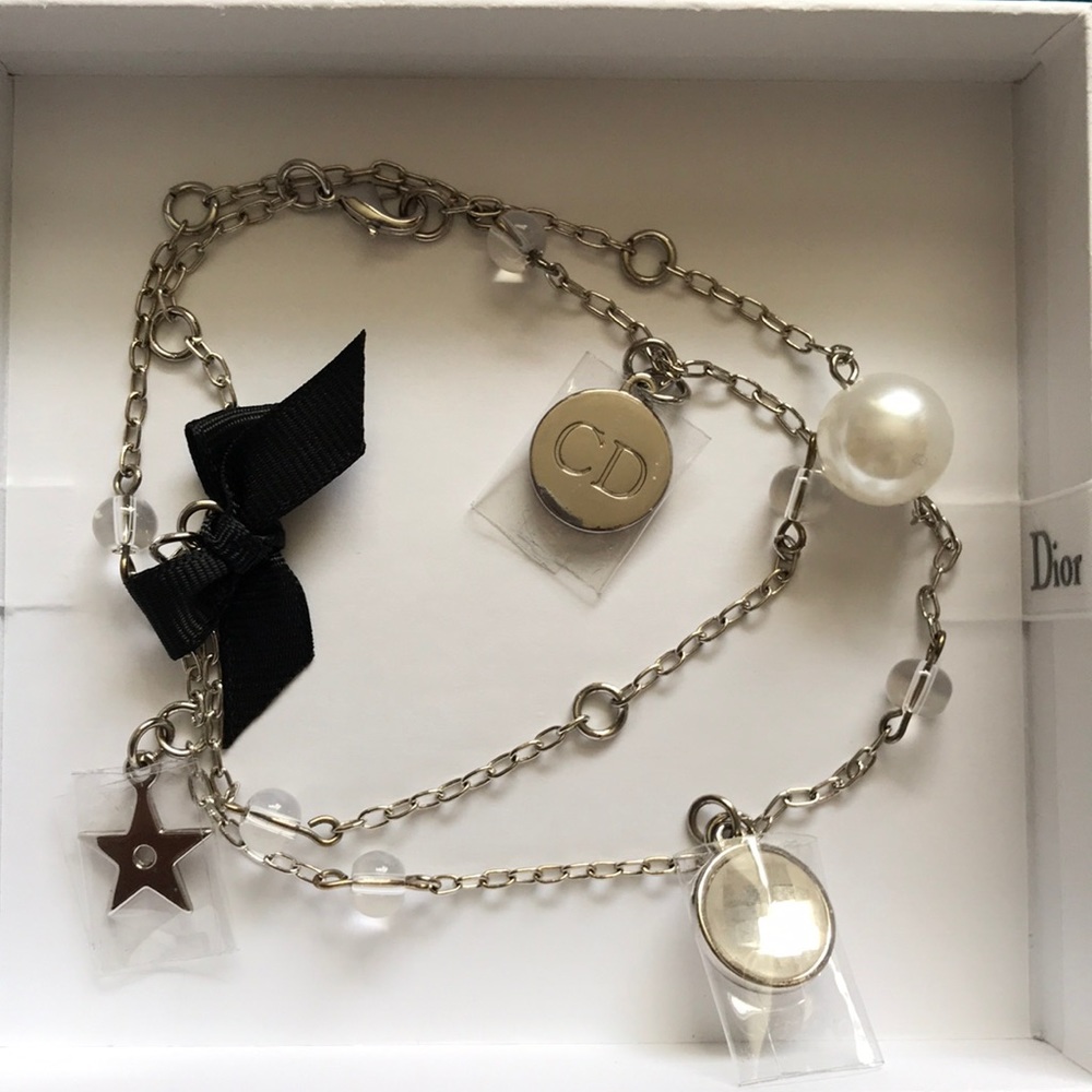 Dior Charm Necklace/Bracelet. Silvertone